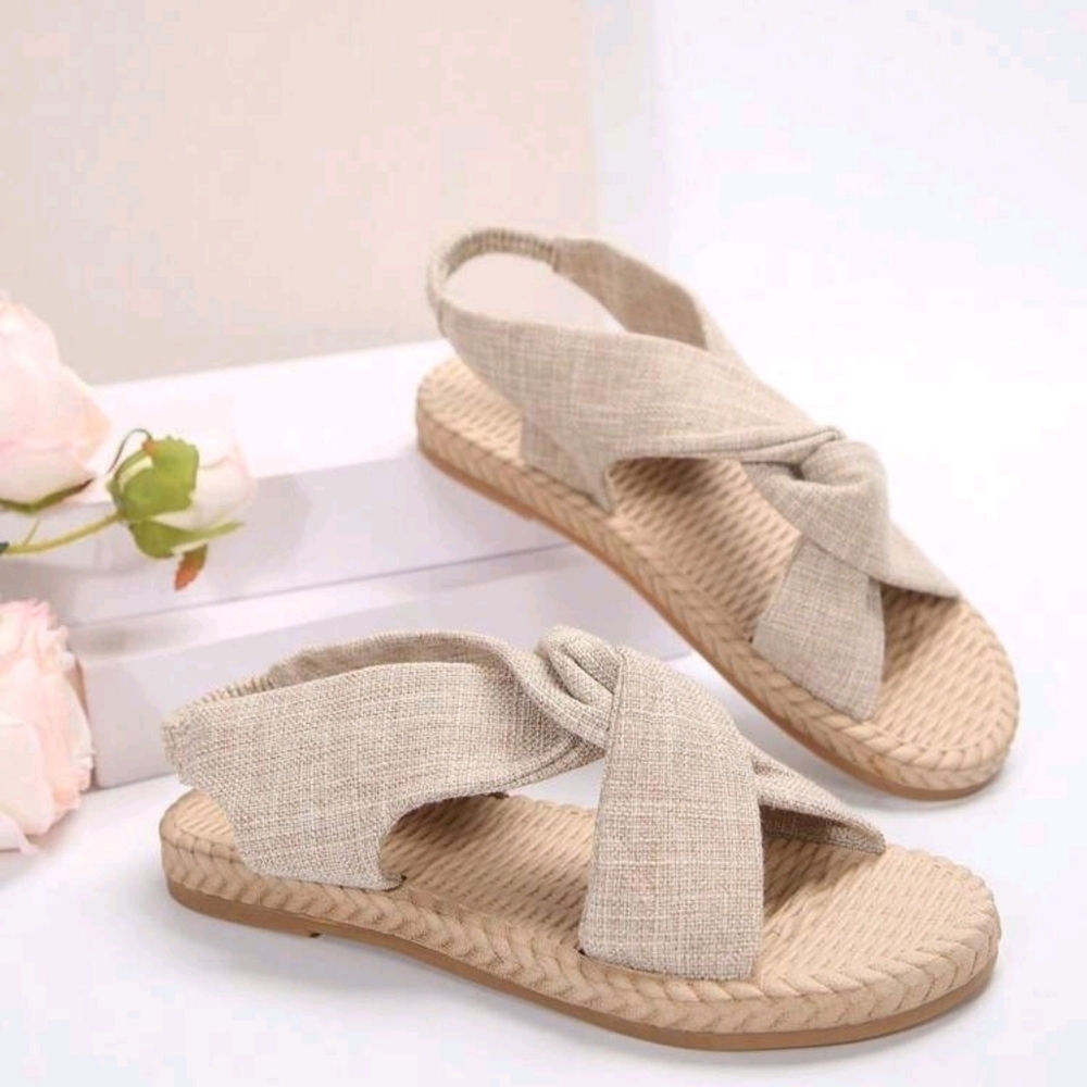 Ladies' Crossed Fabric Strap Lightweight Outdoor Sandals - Picture 4 of 6